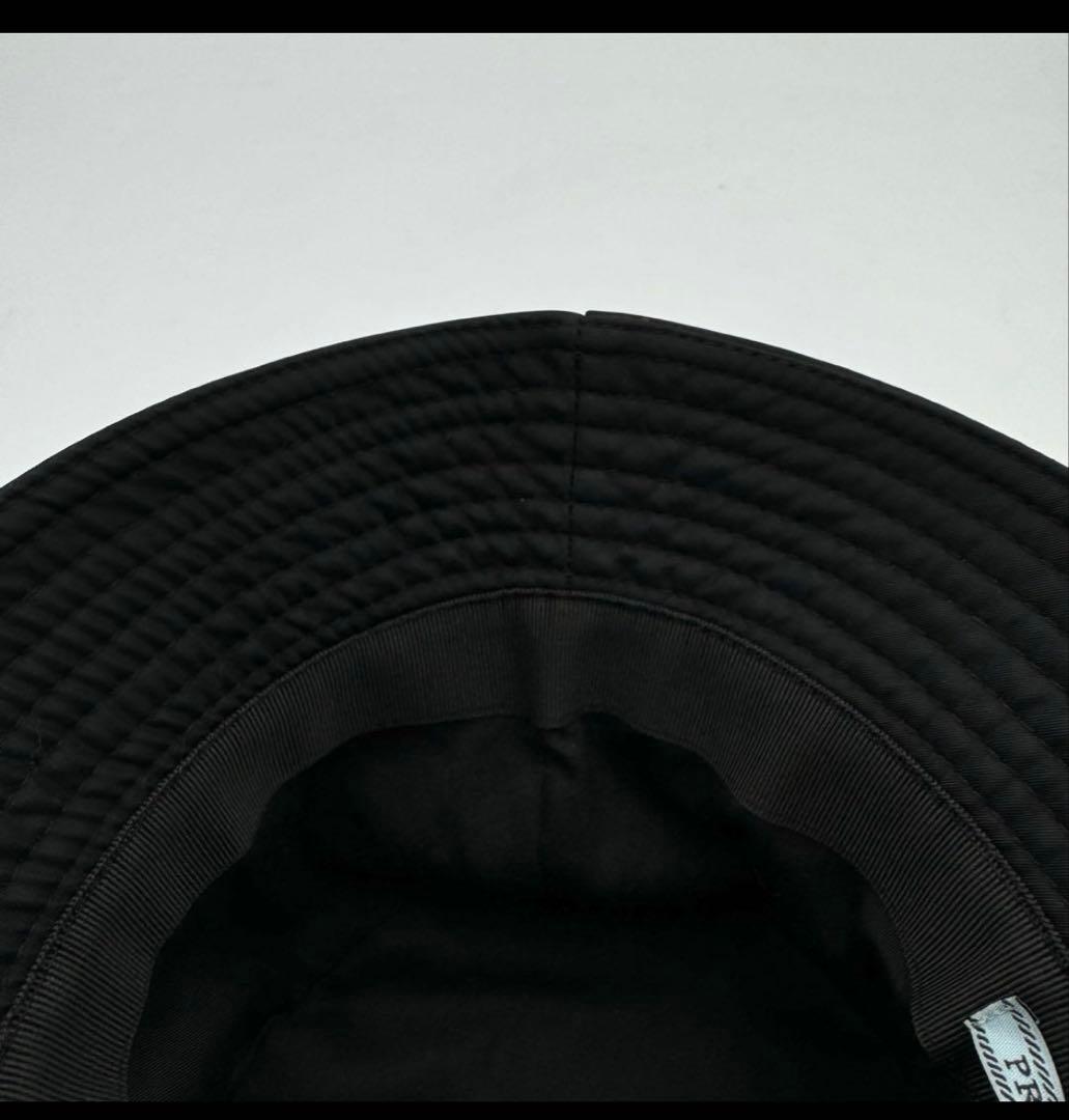 極美品✨PRADA バケットハット　ブラック　ナイロン　三角ロゴプレート