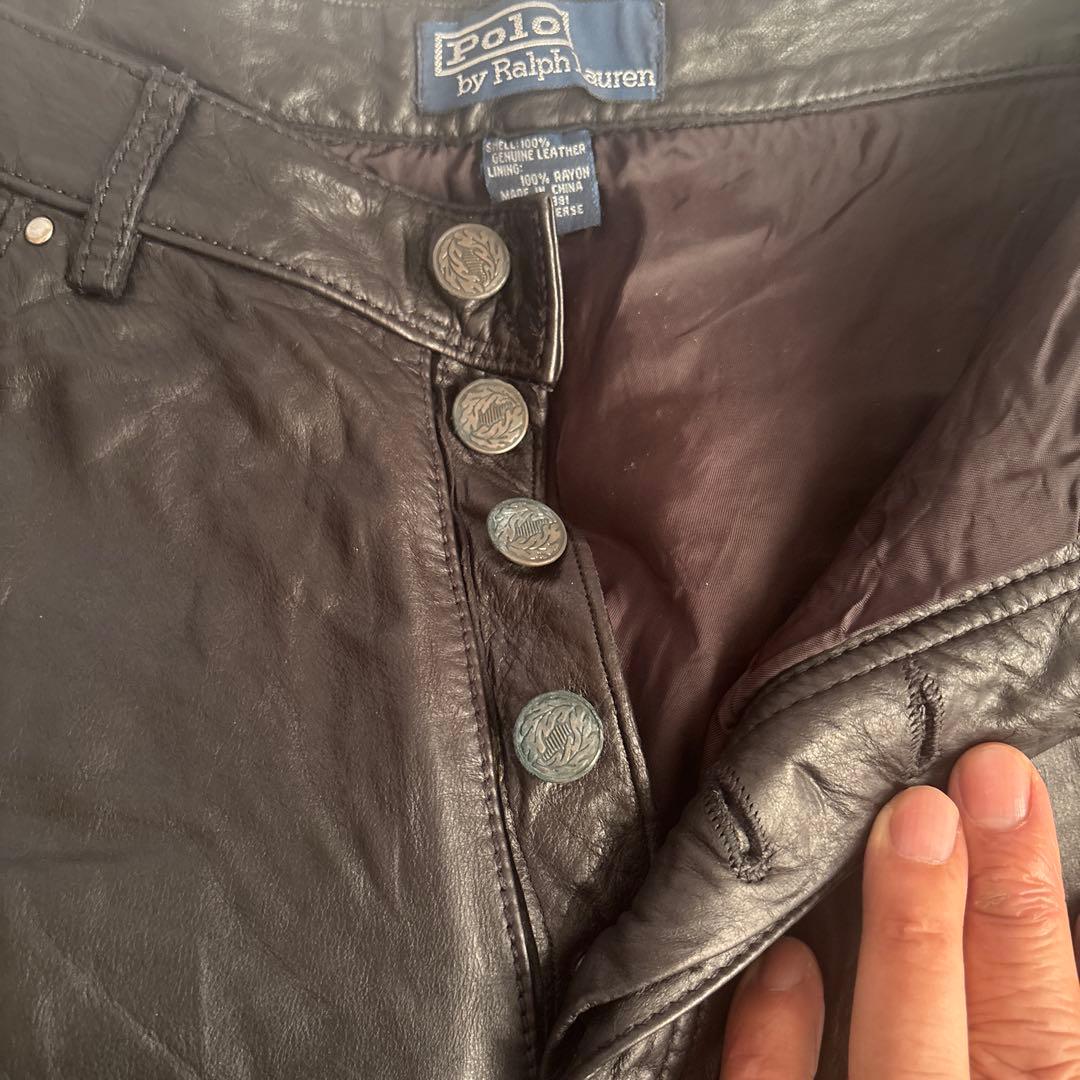 90s ラルフローレン レザーパンツ
