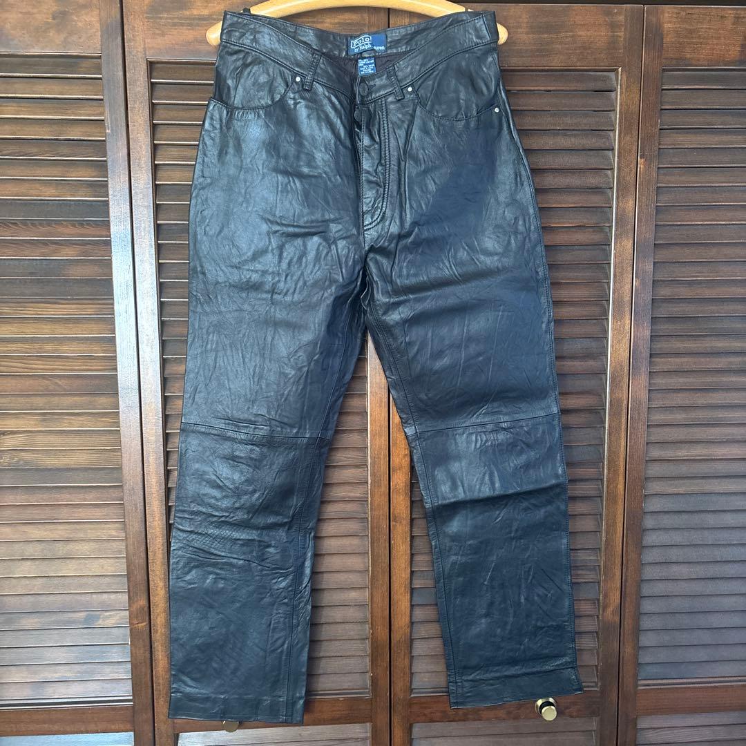 90s ラルフローレン レザーパンツ
