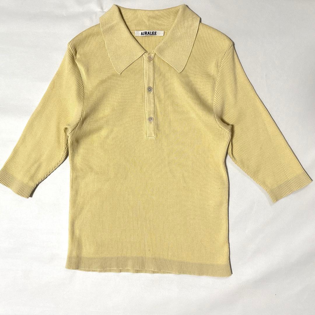 トップス AURALEE GIZA HIGH GAUGE RIB KNIT POLO 1