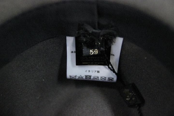 ボルサリーノ ヌバックレザーバンド ラビットファー フェルトハット チャコール