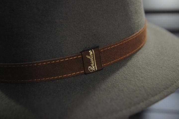 ボルサリーノ ヌバックレザーバンド ラビットファー フェルトハット チャコール