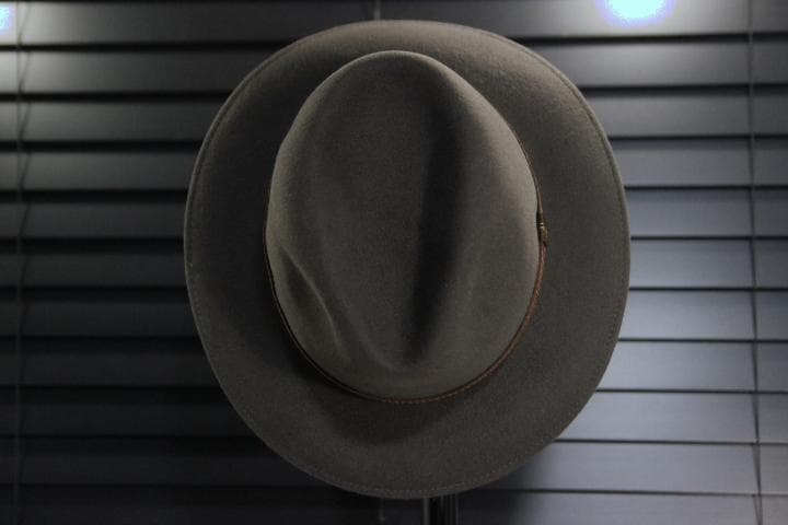 ボルサリーノ ヌバックレザーバンド ラビットファー フェルトハット チャコール