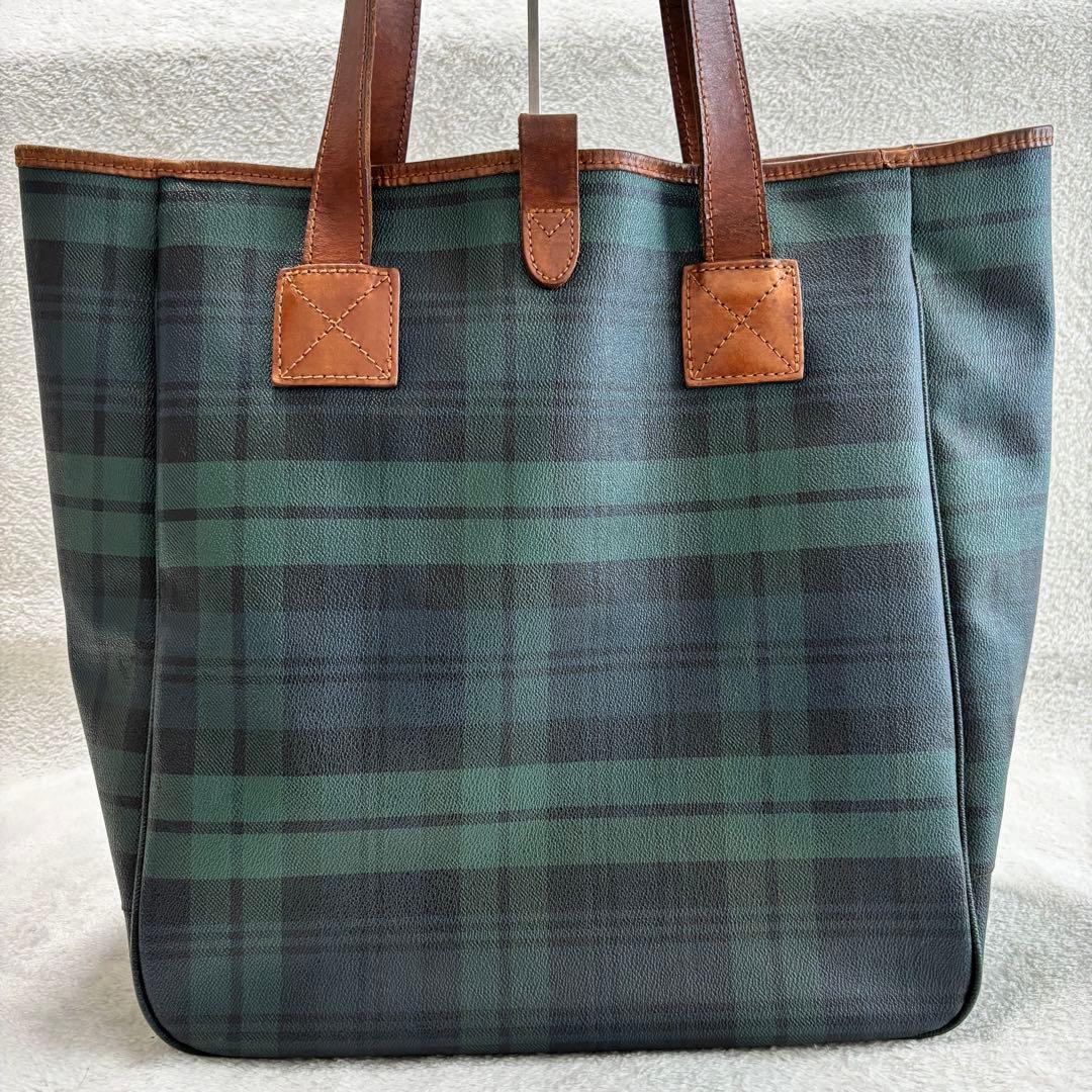 ✨美品✨ ポロラルフローレン ブラックウォッチ トートバッグ PVCレザー 緑