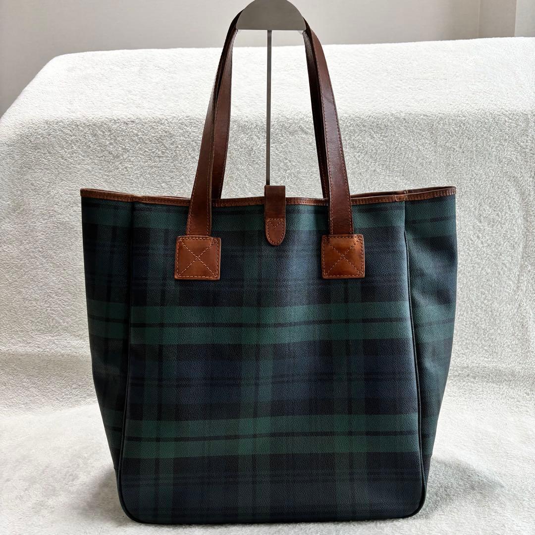 ✨美品✨ ポロラルフローレン ブラックウォッチ トートバッグ PVCレザー 緑