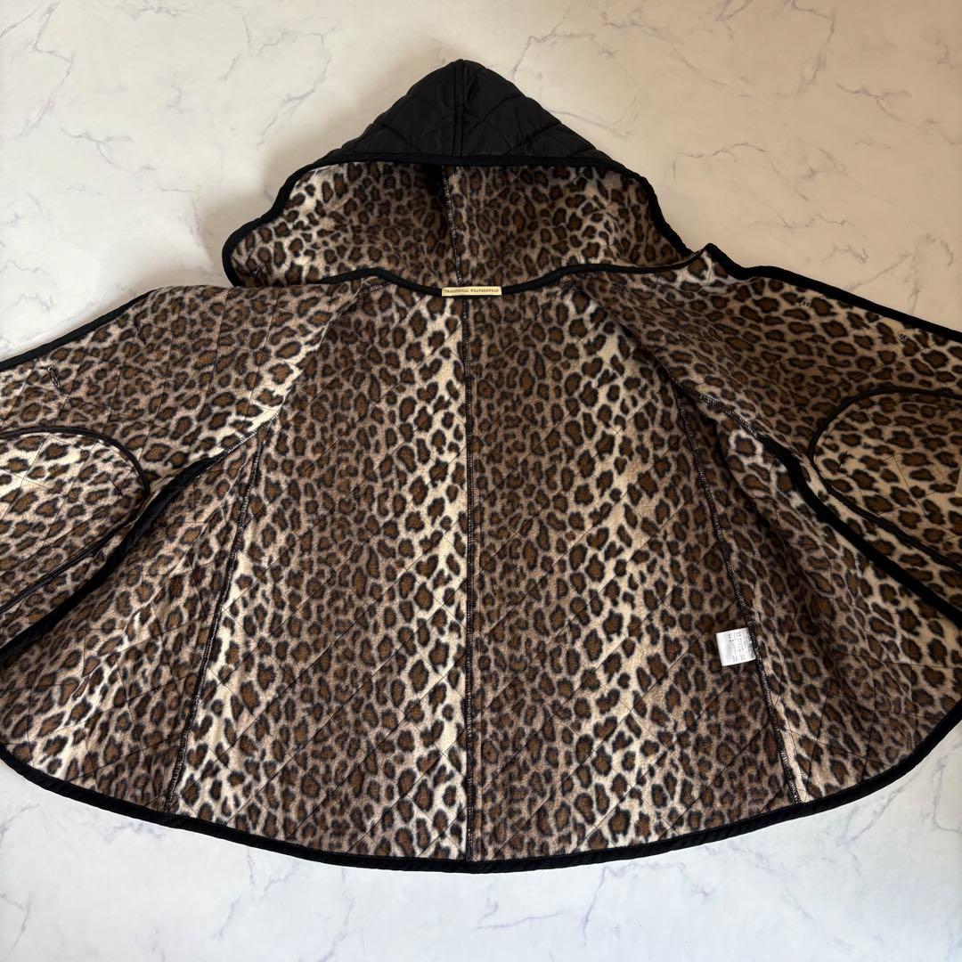 極美品 トラディショナル ウェザーウェア キルティング ケープ ヒョウ柄