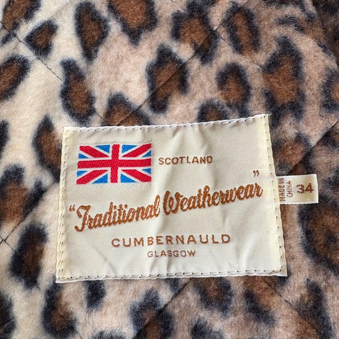 極美品 トラディショナル ウェザーウェア キルティング ケープ ヒョウ柄