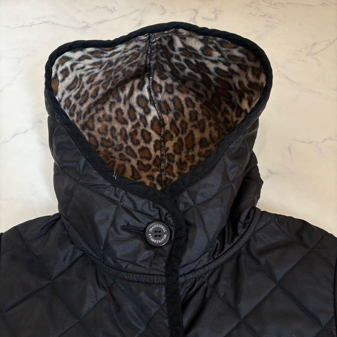 極美品 トラディショナル ウェザーウェア キルティング ケープ ヒョウ柄