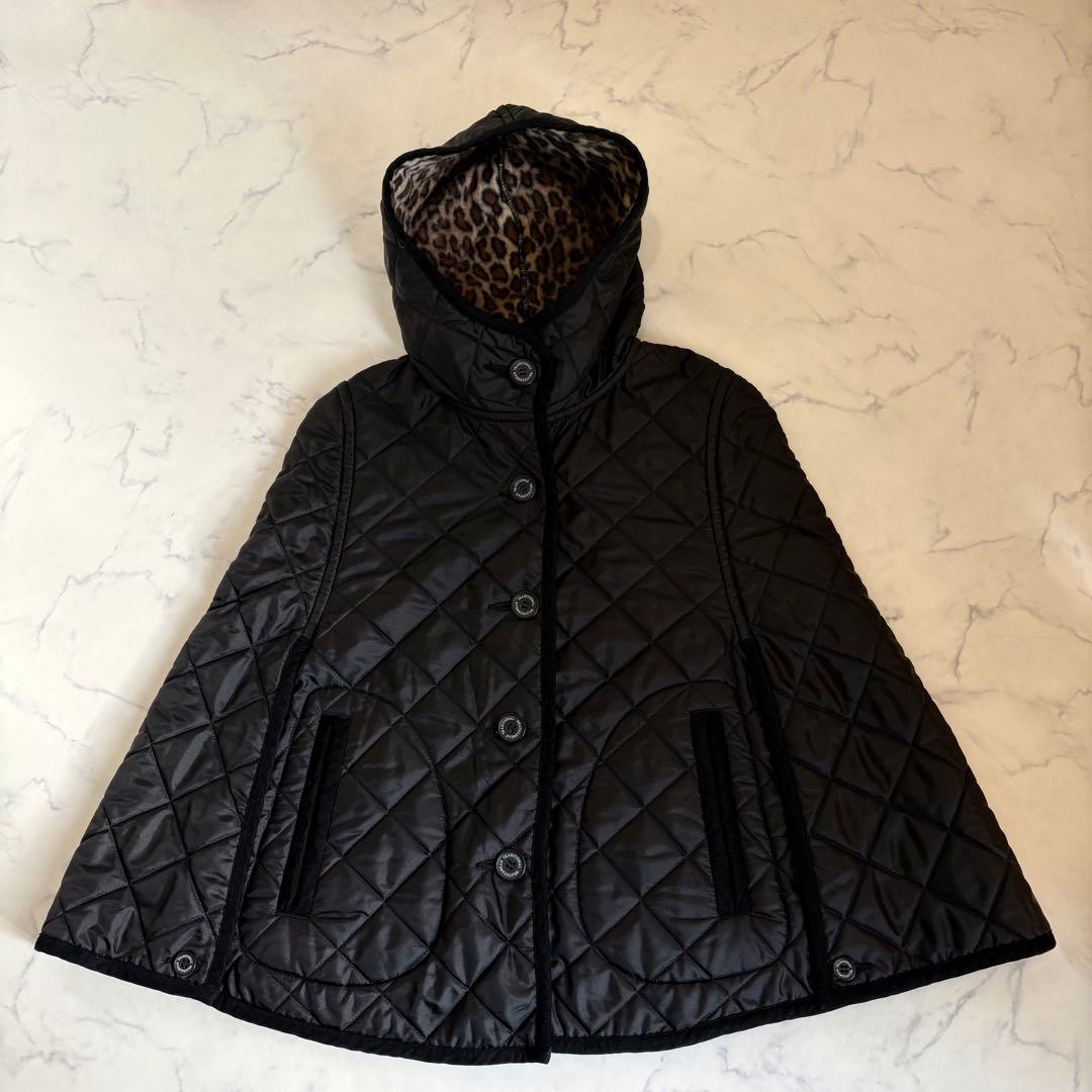 極美品 トラディショナル ウェザーウェア キルティング ケープ ヒョウ柄