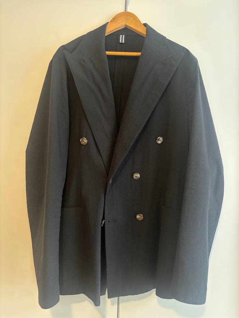 美品 バグッタ Bagutta シアサッカー XL 50 ダブル ブラック