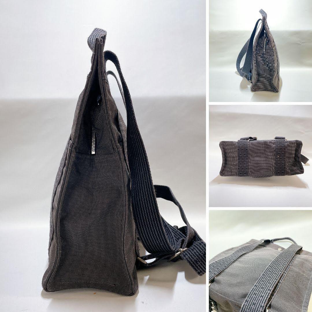 エルメス 　スクエア　Hロゴリュック　ハンドバッグ 　ブラック エールライン