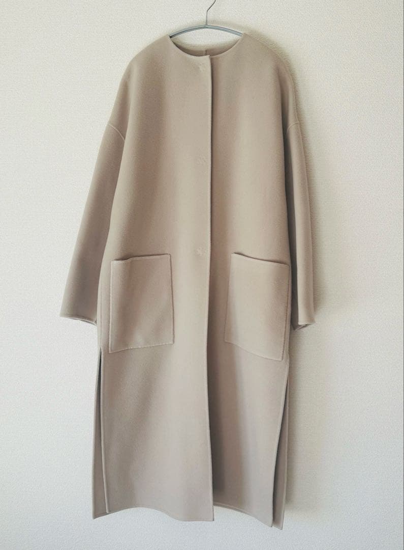 Whim Gazette ノーカラーリバーロングコート 定価99000円