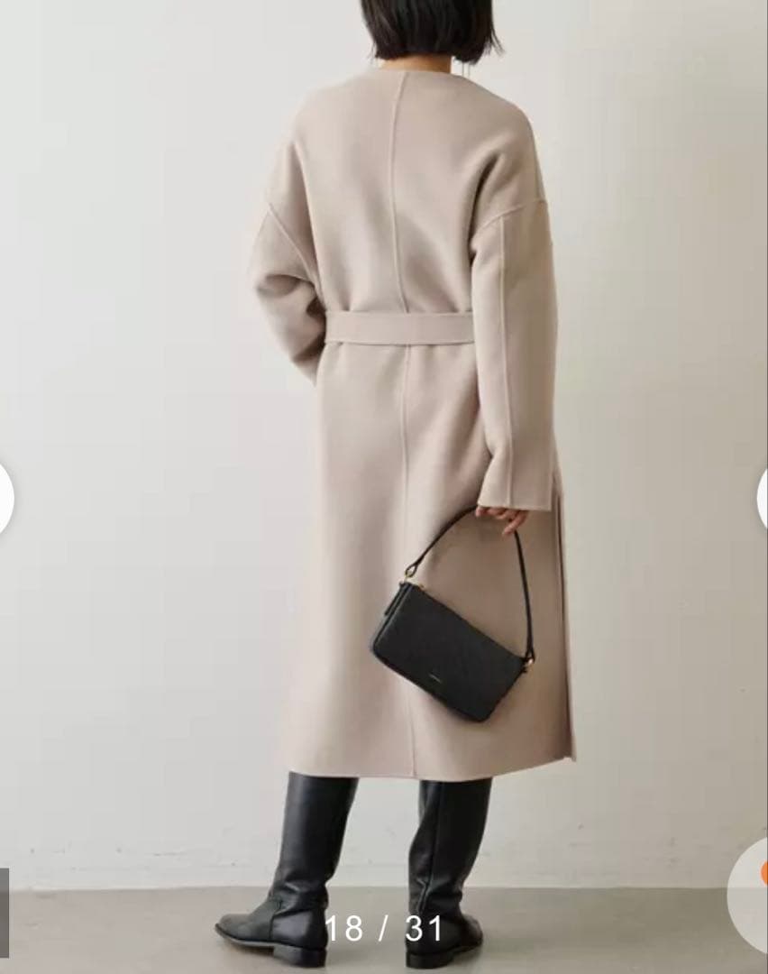 Whim Gazette ノーカラーリバーロングコート 定価99000円