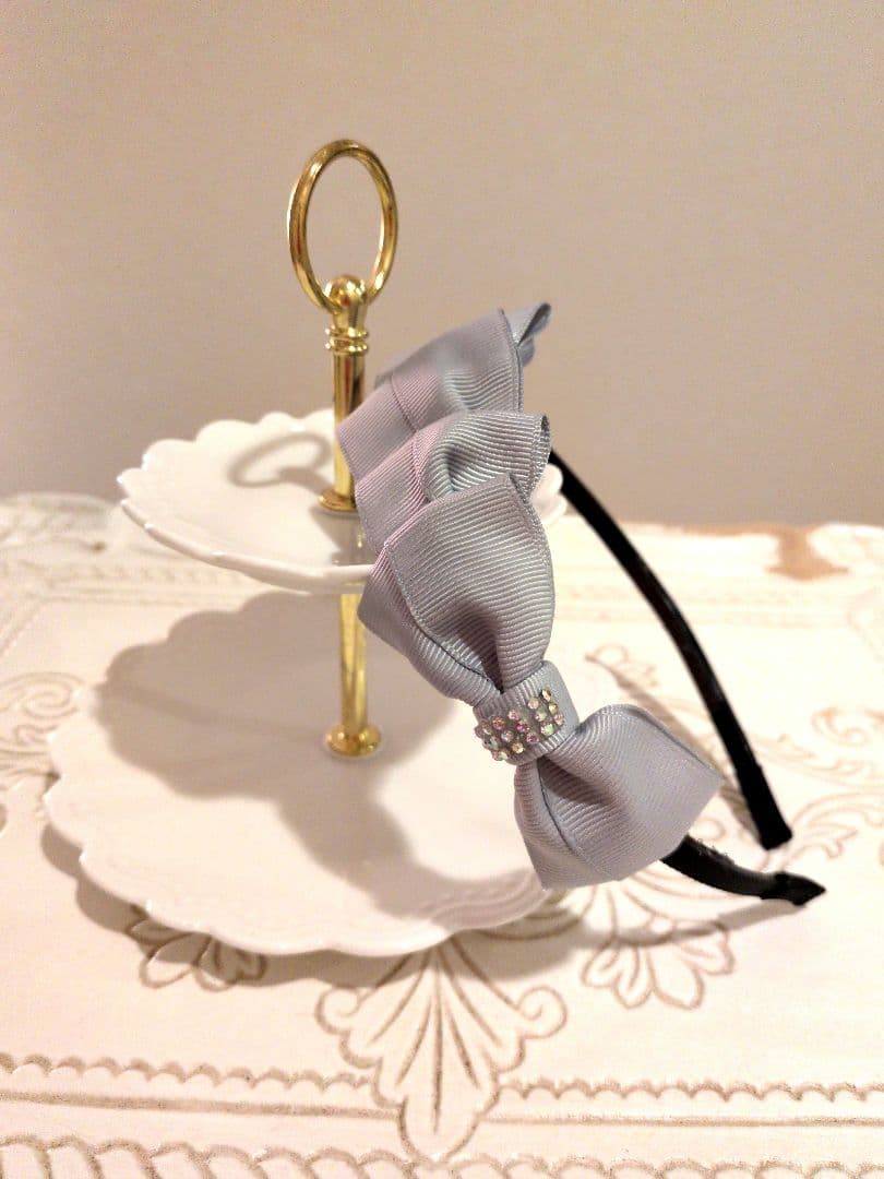 【R・カ】リボン・カチューシャ(クリスタルストーン)