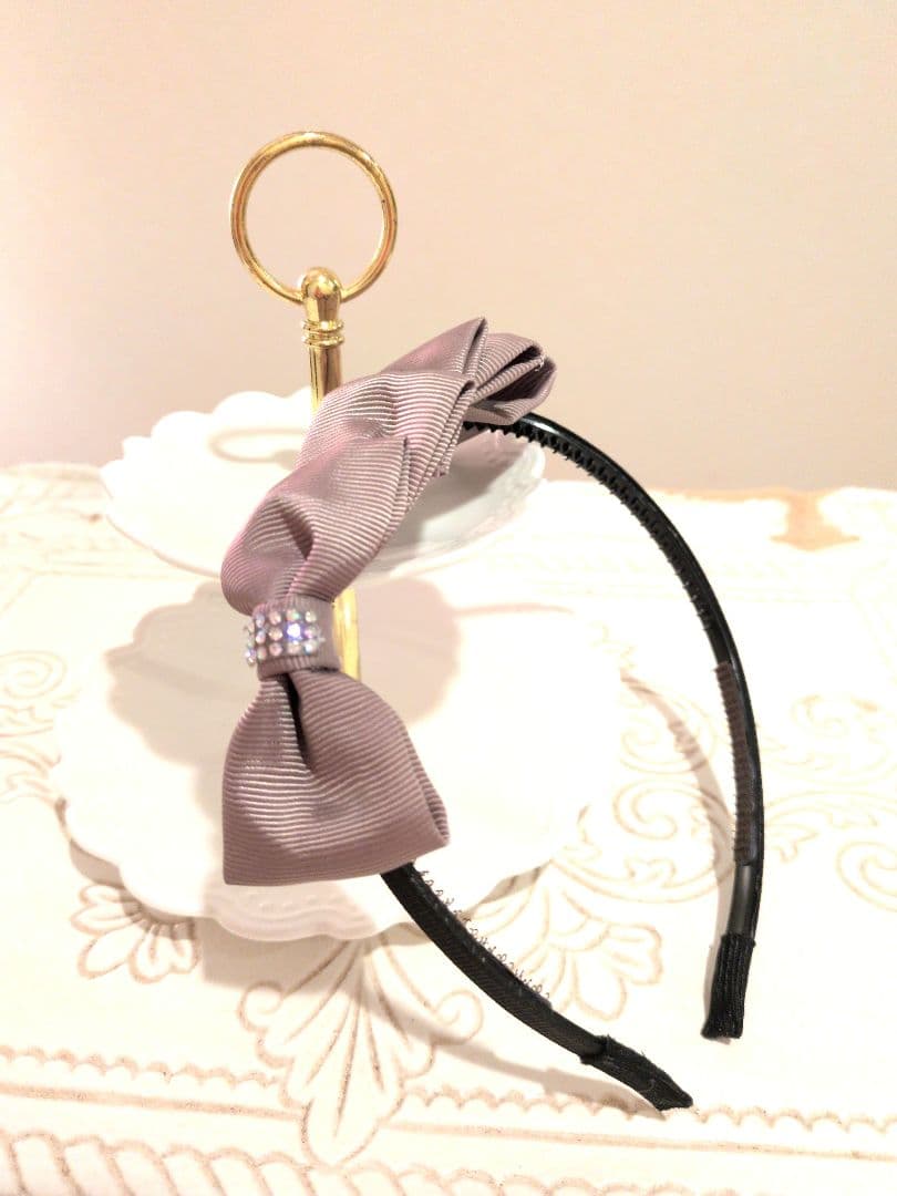 【R・カ】リボン・カチューシャ(クリスタルストーン)