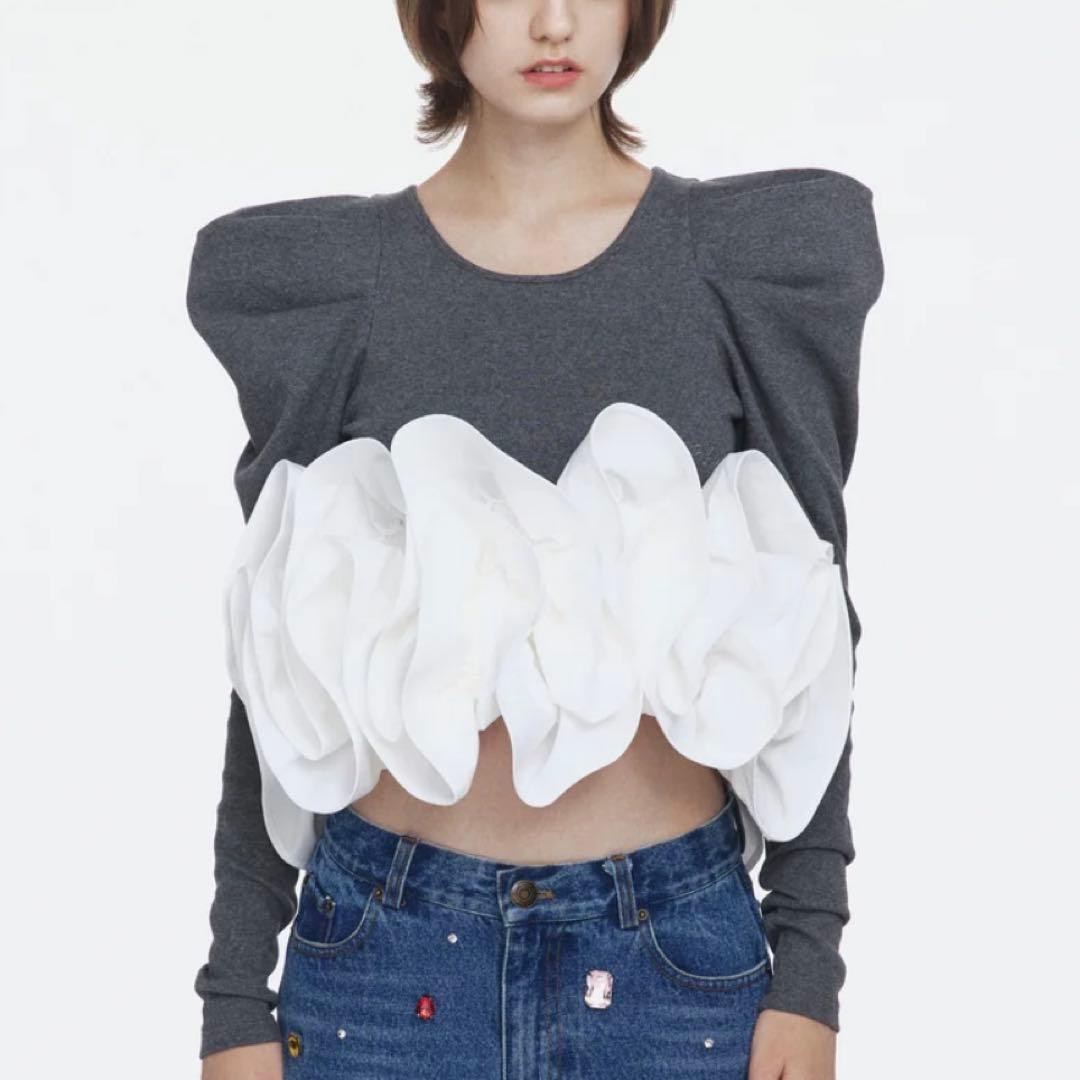 Bibiy. CREME PEPURAMU TOP グレー