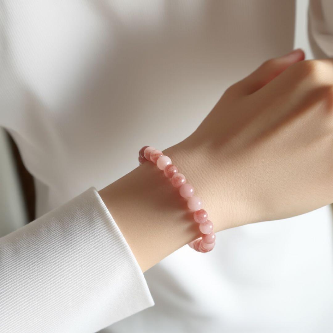 【はくとん( 'ω')ŧ‹\"ŧ‹\"】芍薬翡翠のゴムブレスレット