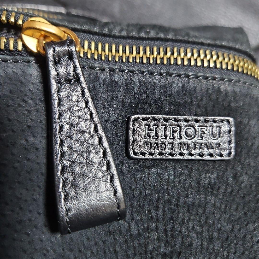 美品⭐HIROFU ヒロフ Hロゴ 型押しレザー ショルダーバック ブラック