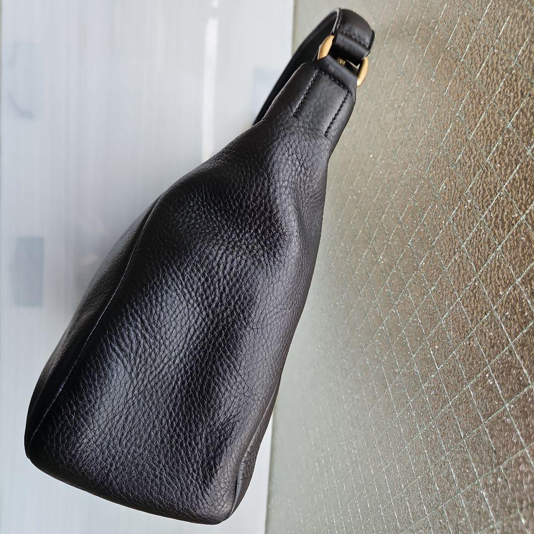 美品⭐HIROFU ヒロフ Hロゴ 型押しレザー ショルダーバック ブラック