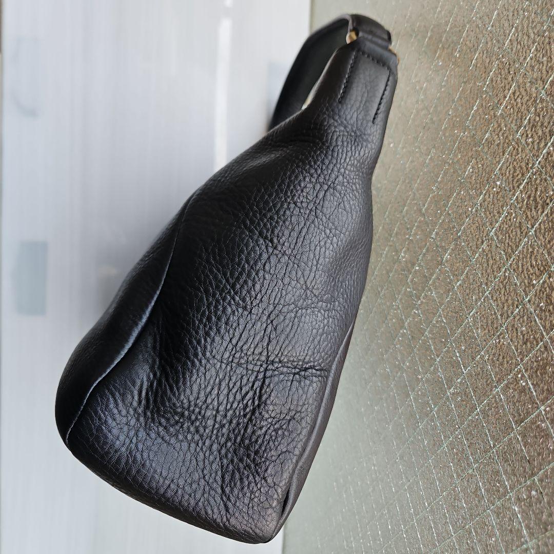 美品⭐HIROFU ヒロフ Hロゴ 型押しレザー ショルダーバック ブラック