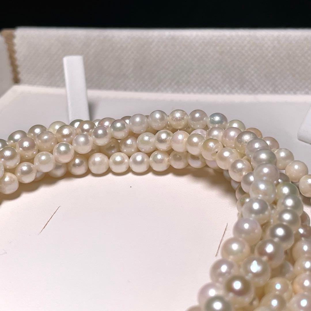 白珠ベビー 3連 あこや真珠 ネックレス アコヤ 5.0〜5.5㎜ O595