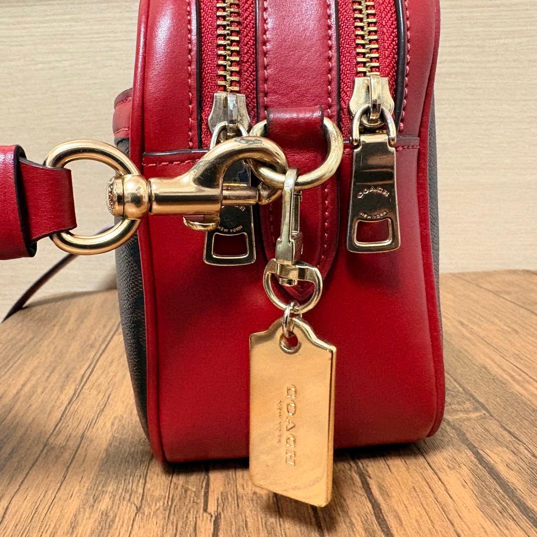 Coach ショルダーバッグ 中型 ブラウン/レッド
