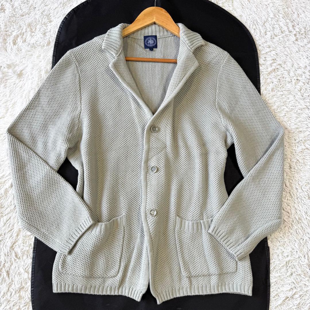 極美品　ジェイプレス　ニット　テーラードジャケット　グレー　LL カーディガン