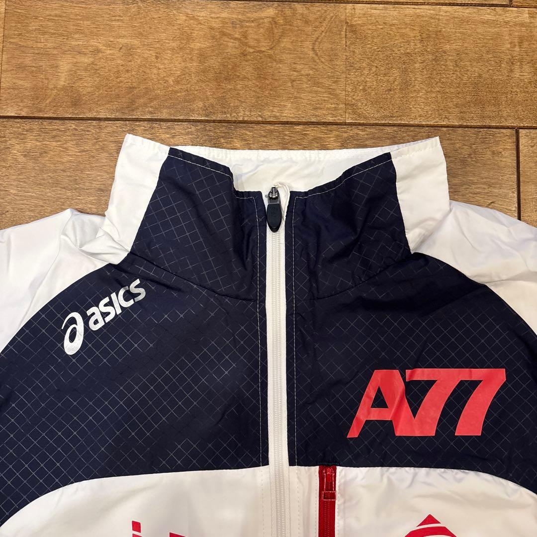 【美品】アシックス A77 ピステ上下 ウィンドブレーカー 中綿 裏起毛 L
