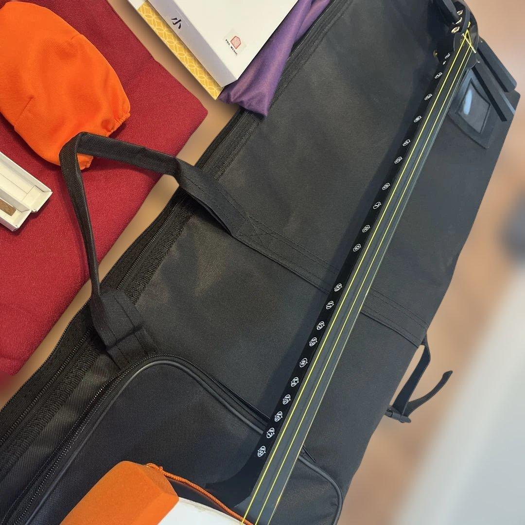 【貴重/破れ無し】三味線 中棹/ケース付き（初心者セット）