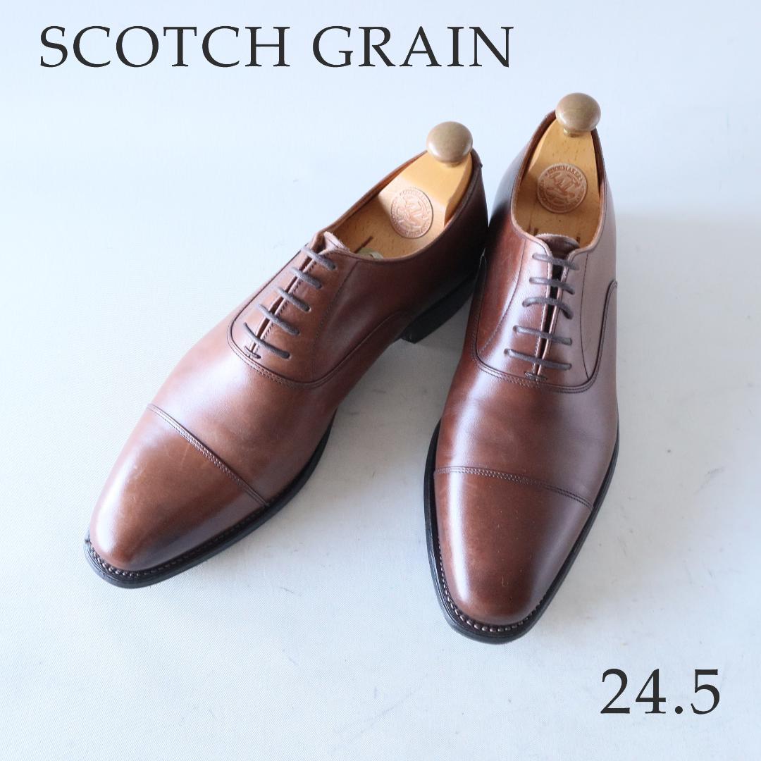 美品スコッチグレイン　オデッサ　24.5cm 濃茶　内羽根ストレートチップ916