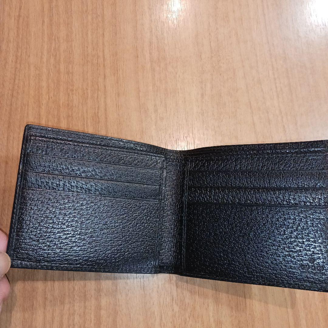 GUCCI 黒 GGキャンバス×レザー 二つ折り財布