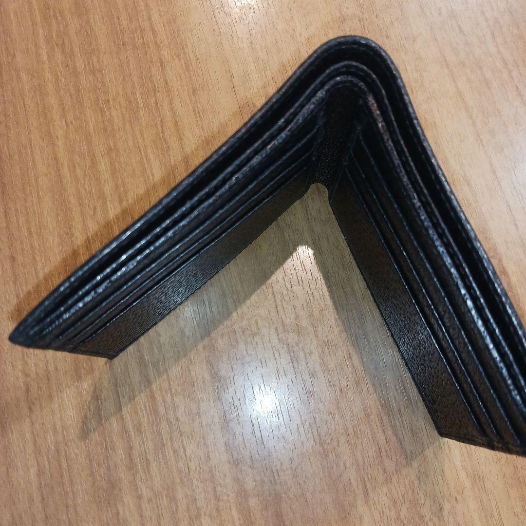 GUCCI 黒 GGキャンバス×レザー 二つ折り財布