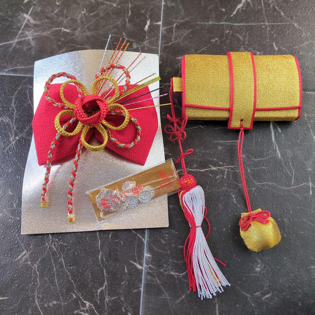 ⭐【新品タグ付き】西陣おくむら 金×桜柄　7歳　帯　箱せこセット　七五三