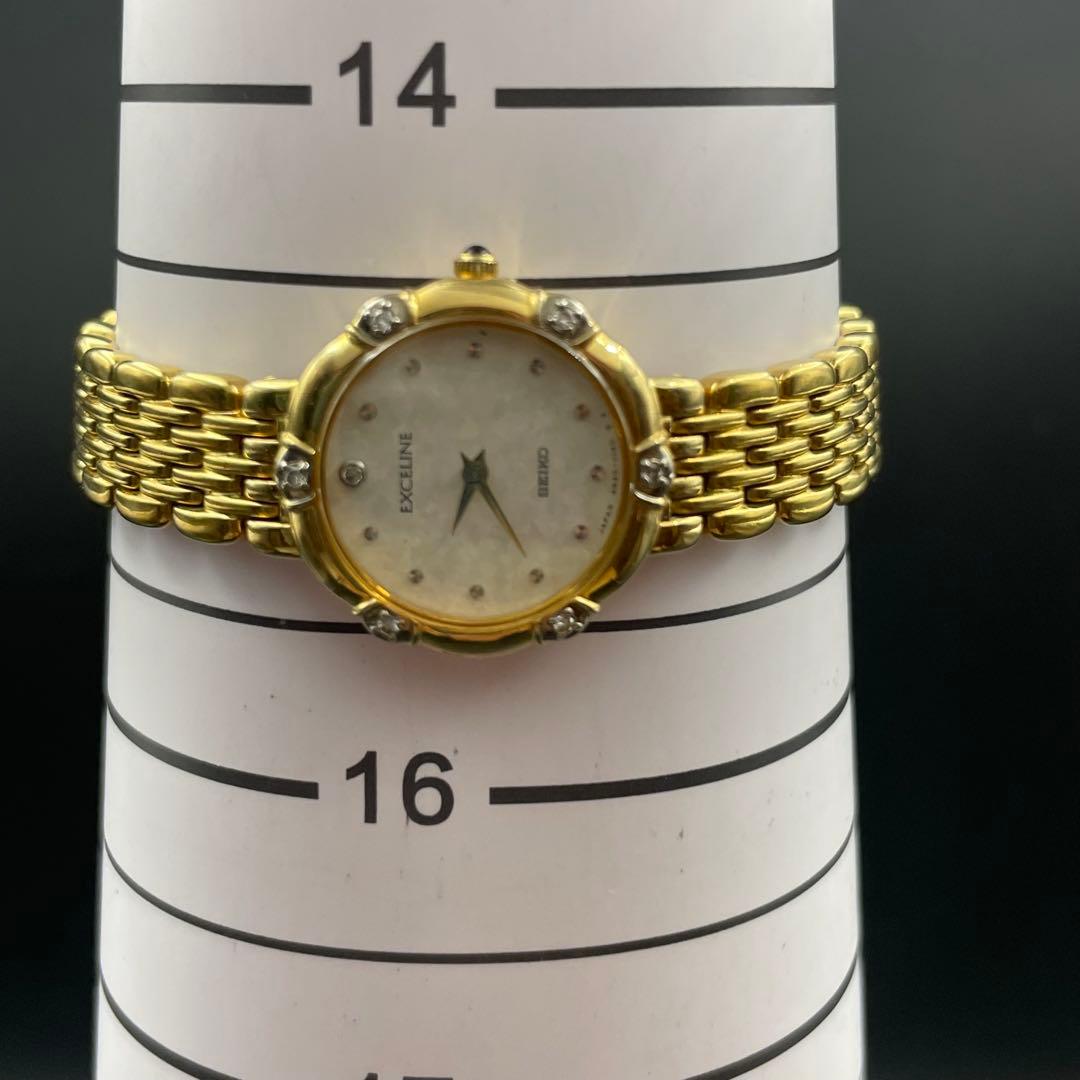 SEIKO エクセリーヌ　ダイヤベゼル　ゴールド 腕時計レディース