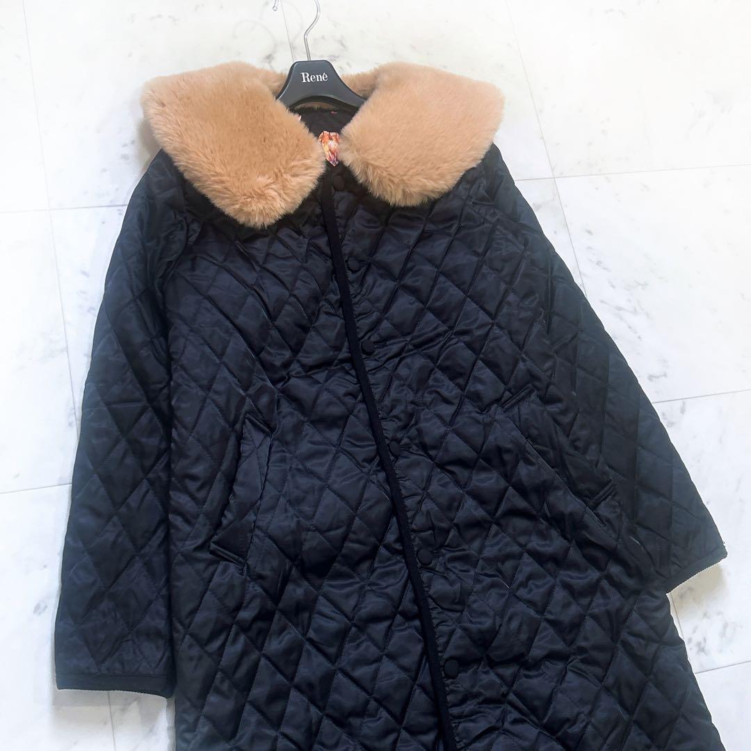 美品 yukiemon テキスタイルキルティングコート まぜまぜ リバーシブル