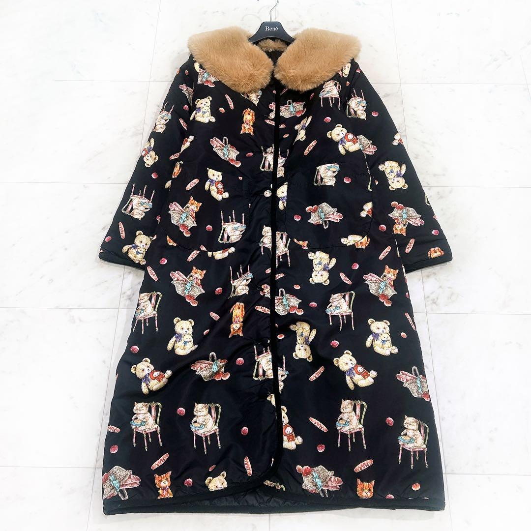 美品 yukiemon テキスタイルキルティングコート まぜまぜ リバーシブル