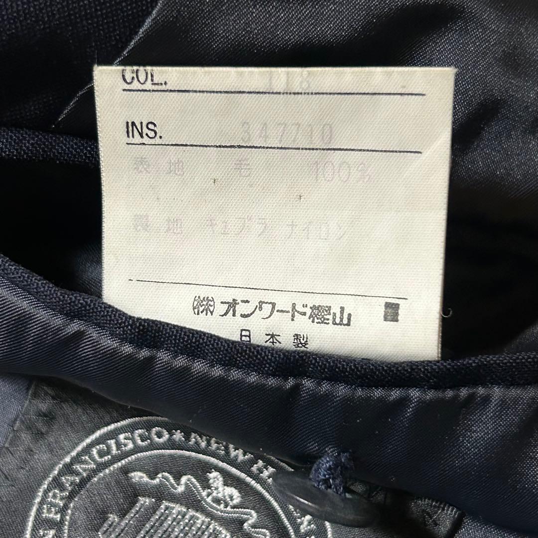 ジェイプレス 紺ブレ ダブルジャケット 金ボタン L相当 ウール100%日本製