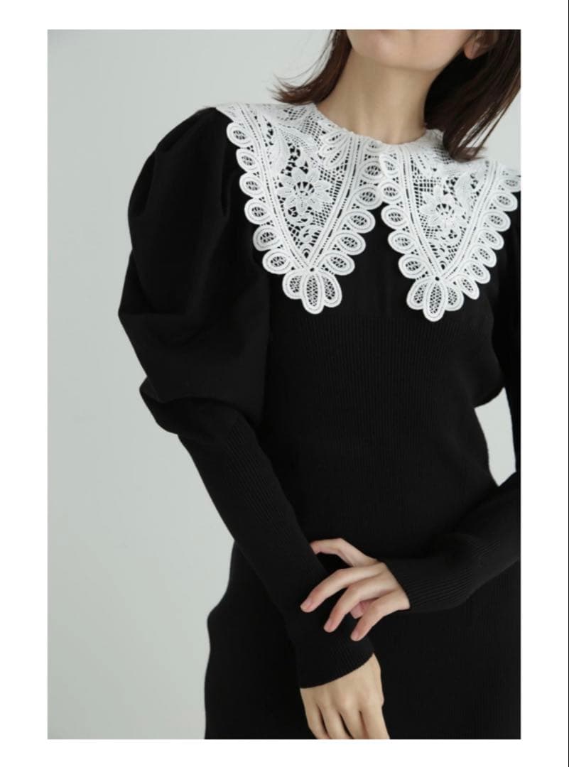 JILL STUART レースカラーニットドレス