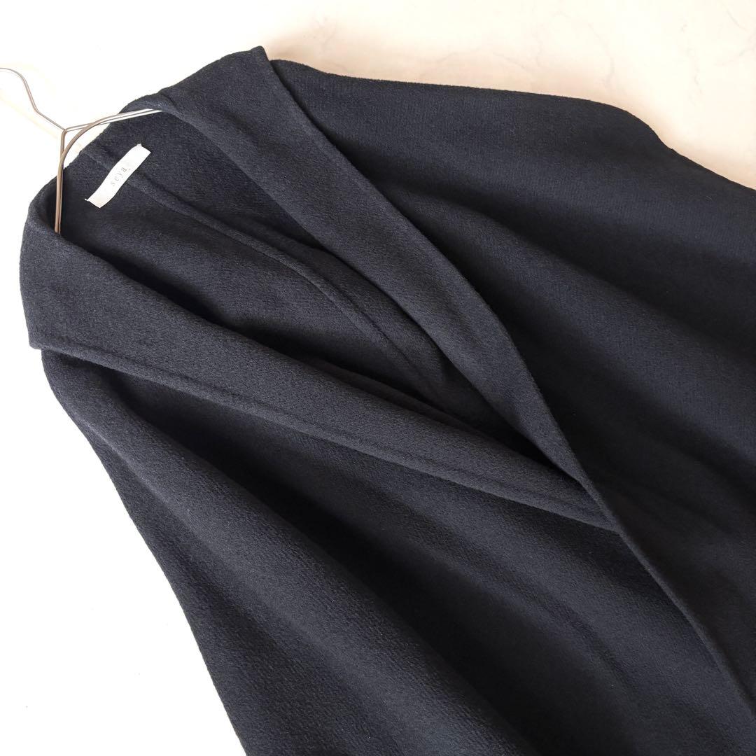 美品✨Seya　ヤク100% ダブルフェイス　ストールコート　ネイビー S