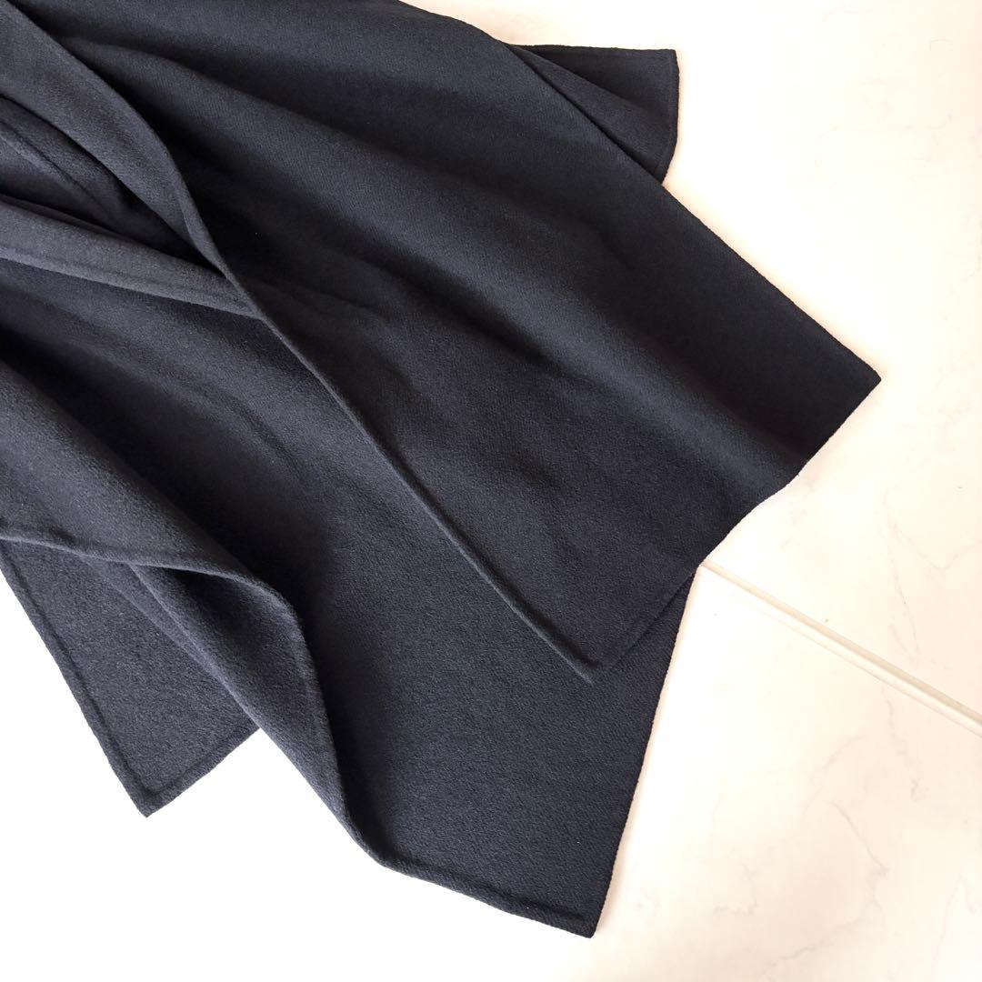 美品✨Seya　ヤク100% ダブルフェイス　ストールコート　ネイビー S