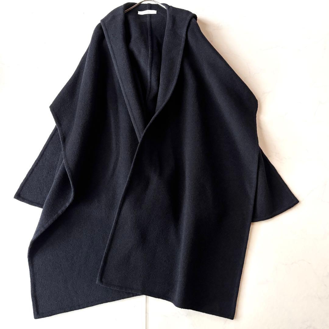 美品✨Seya　ヤク100% ダブルフェイス　ストールコート　ネイビー S