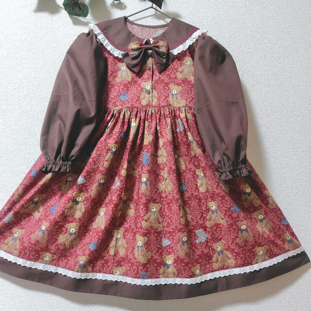 専用【くま耳付長袖ワンピース】