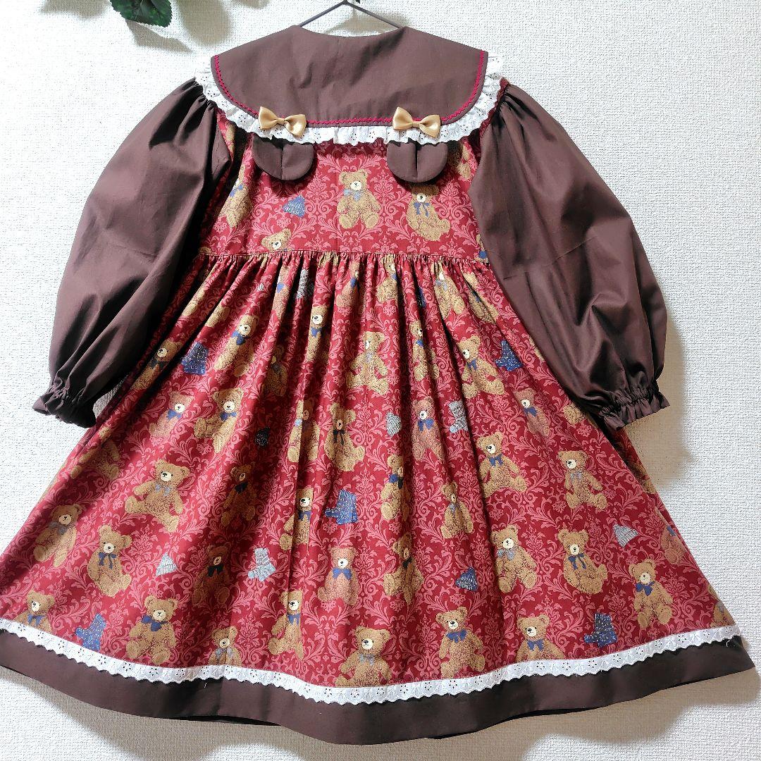 専用【くま耳付長袖ワンピース】