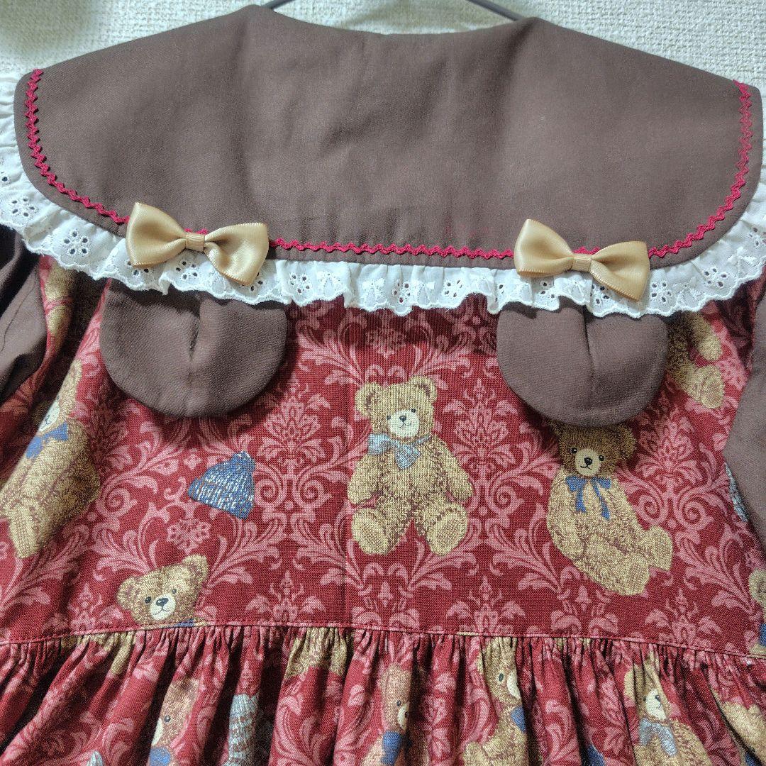 専用【くま耳付長袖ワンピース】