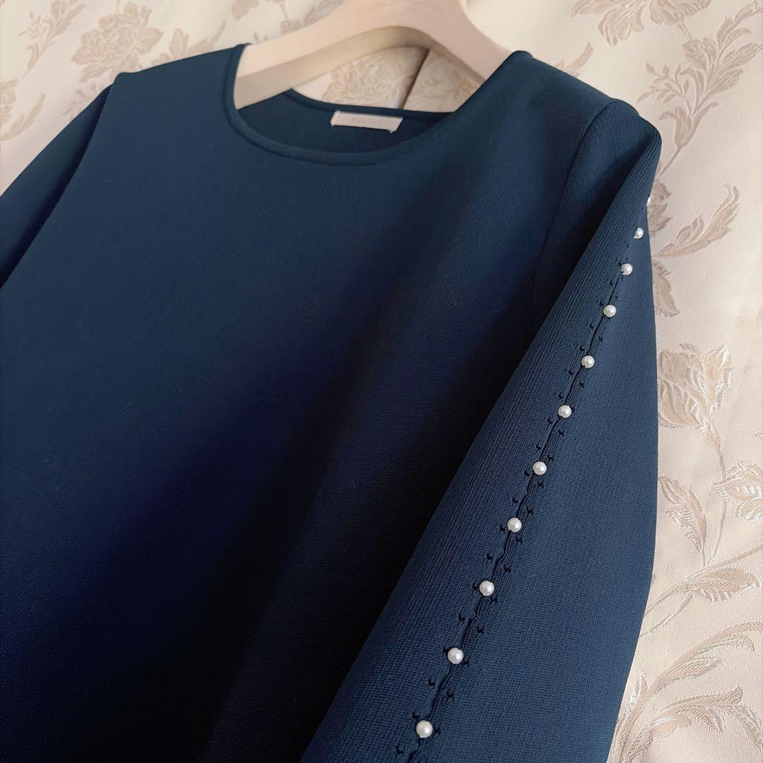 美品 大きいサイズ ローズティアラ 2点セット パール ニットワンピース