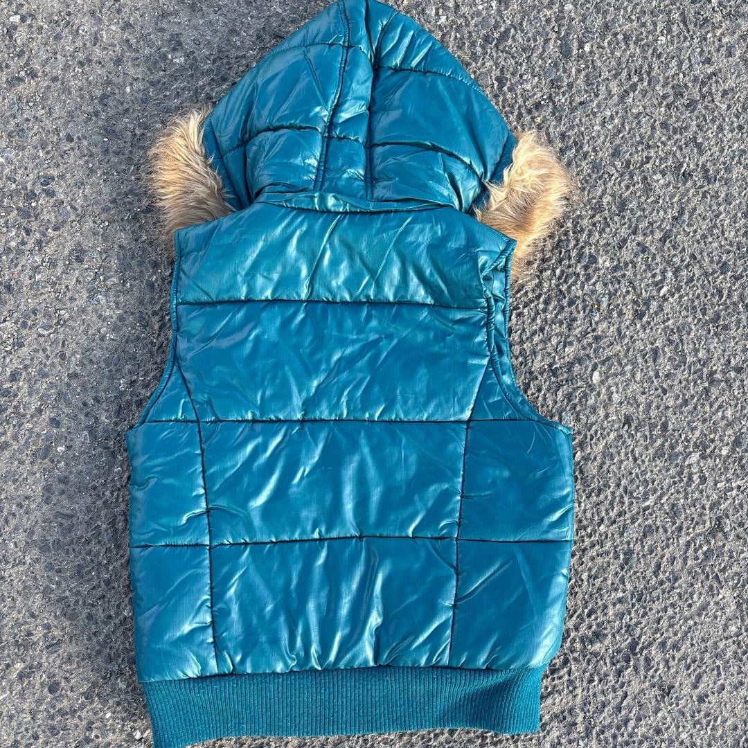 ば*ん様 HUSH HUSH 青 水色 ファー付きダウンベスト y2k グランジ