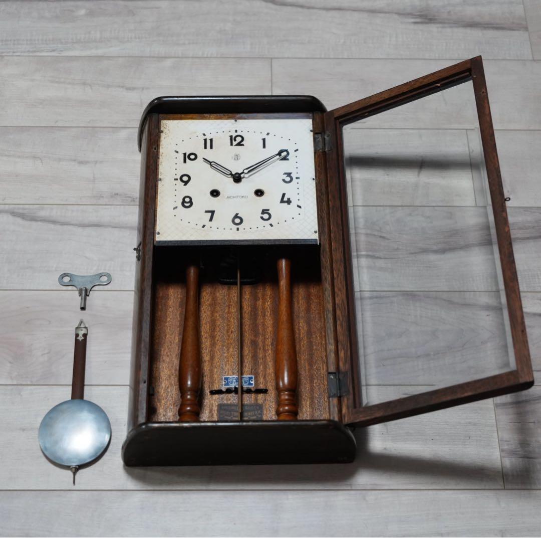 愛知時計　ボンボン時計　柱時計　動作品　メンテナンス済　昭和　レトロ