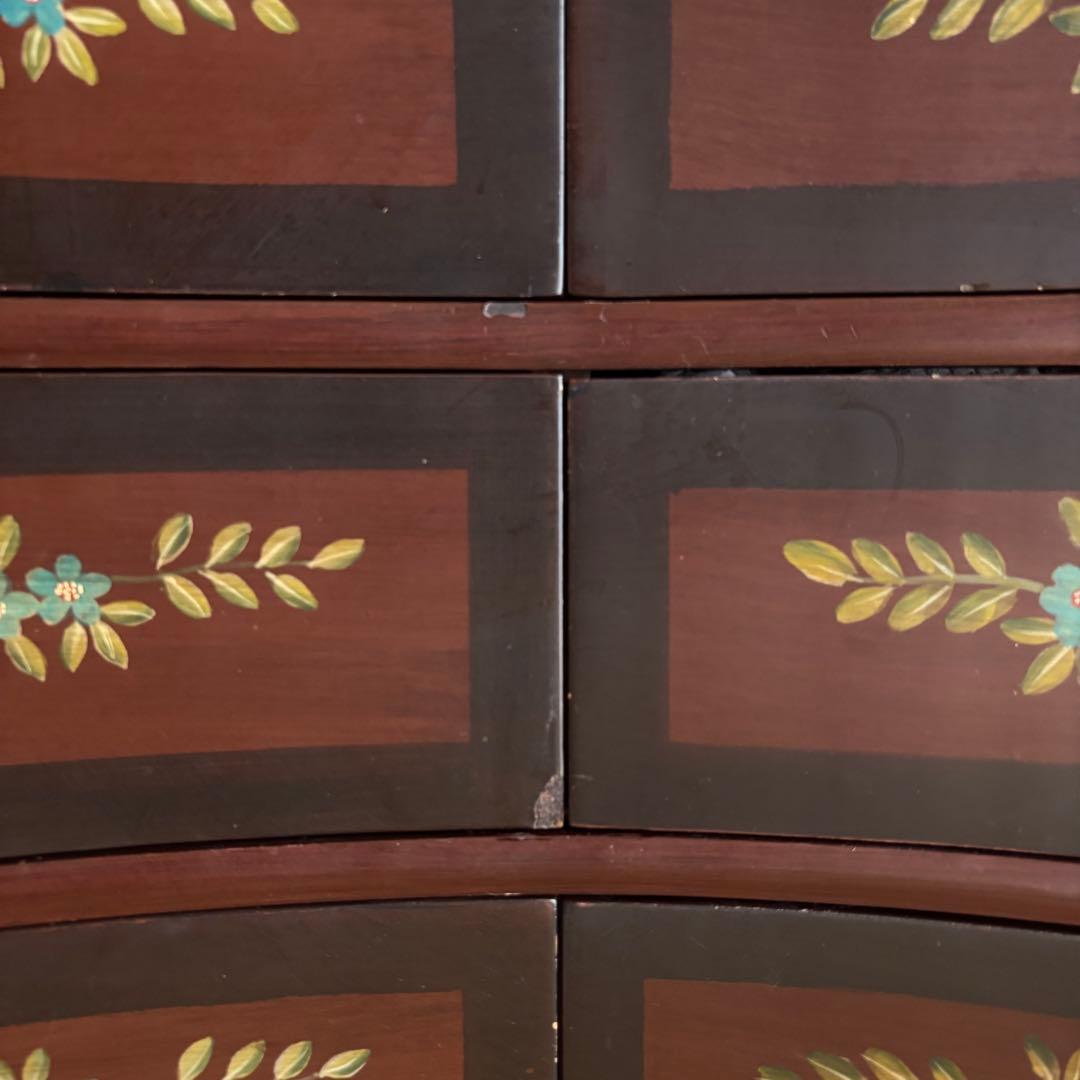 チェスト　トールペイント　ヨーロピアン　棚　丸脚　サイドボード　アンティーク