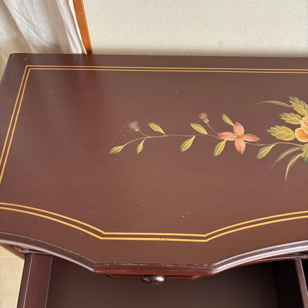 チェスト　トールペイント　ヨーロピアン　棚　丸脚　サイドボード　アンティーク