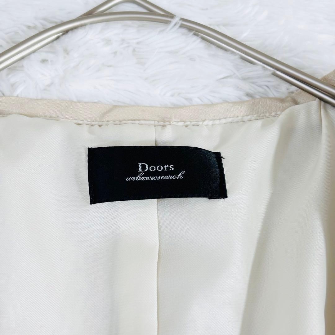 461 アーバンリサーチドアーズ ツイードVネックロングジャケット ノーカラー